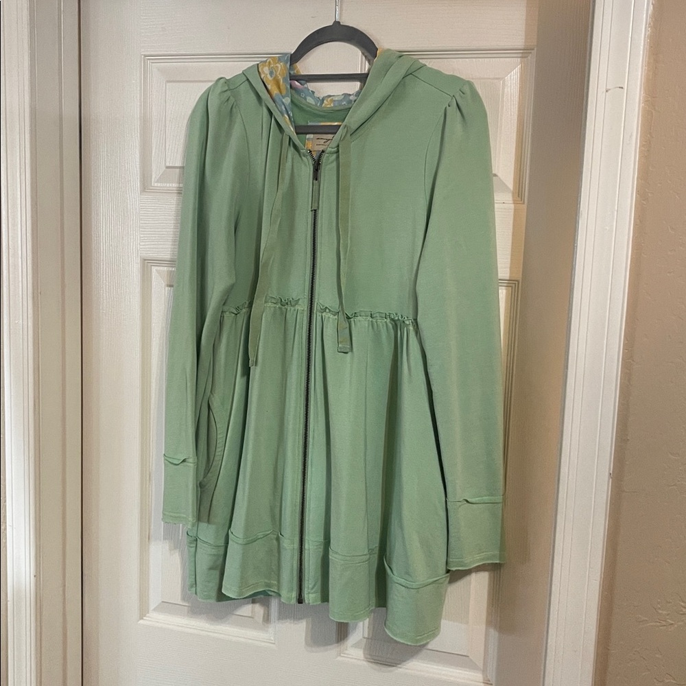 Women’s Sage Green Hooded Zip-Front Jacket